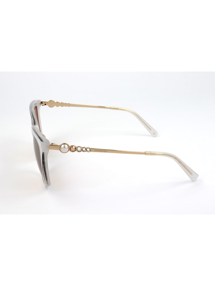 Swarovski Damen-Sonnenbrille in Weiß-Gold/ Hellbraun günstig kaufen 55