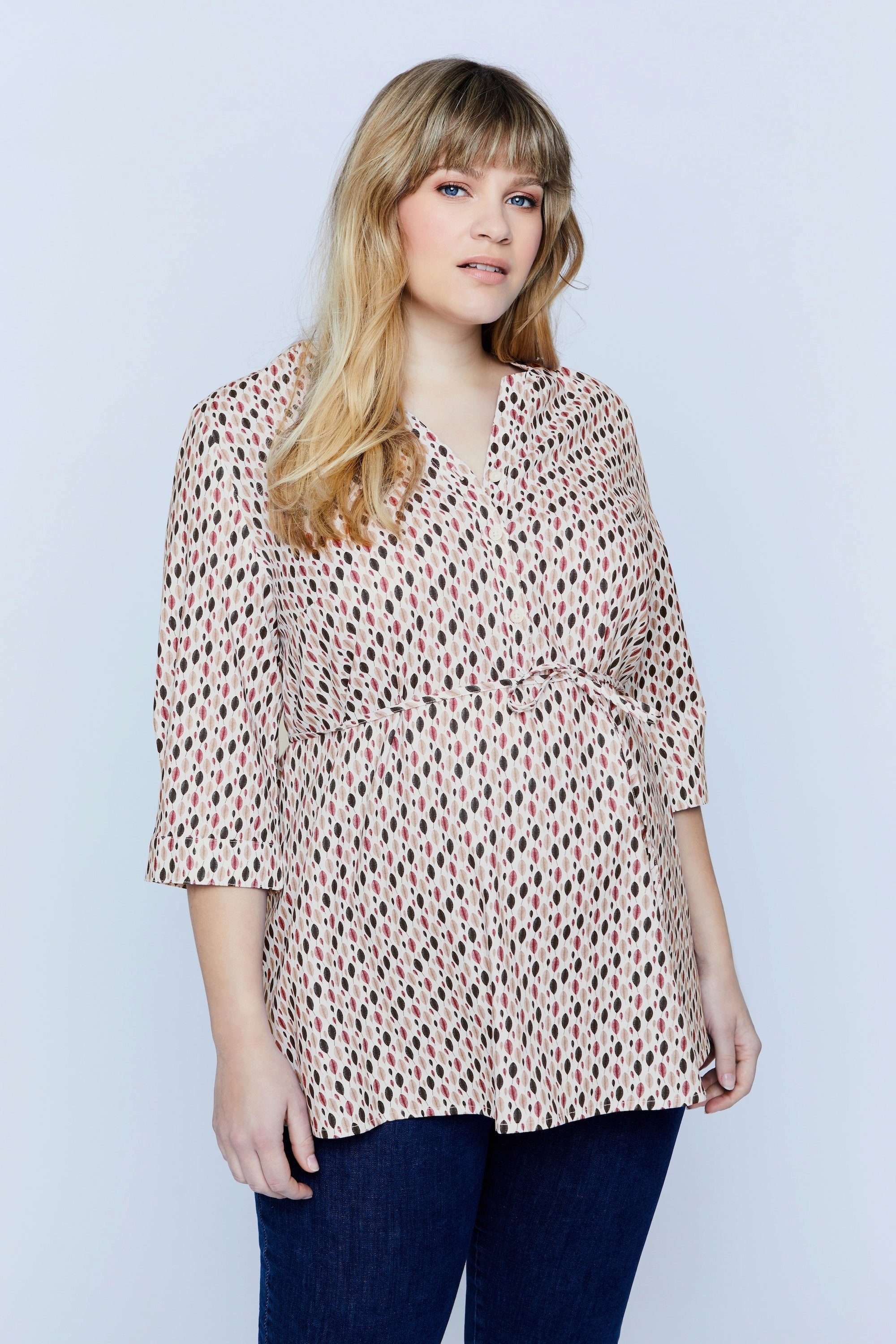 Ulla Popken Umstandsbluse Bellieva-Bluse Umstandsmode Knopfleiste 3/4-Ärmel