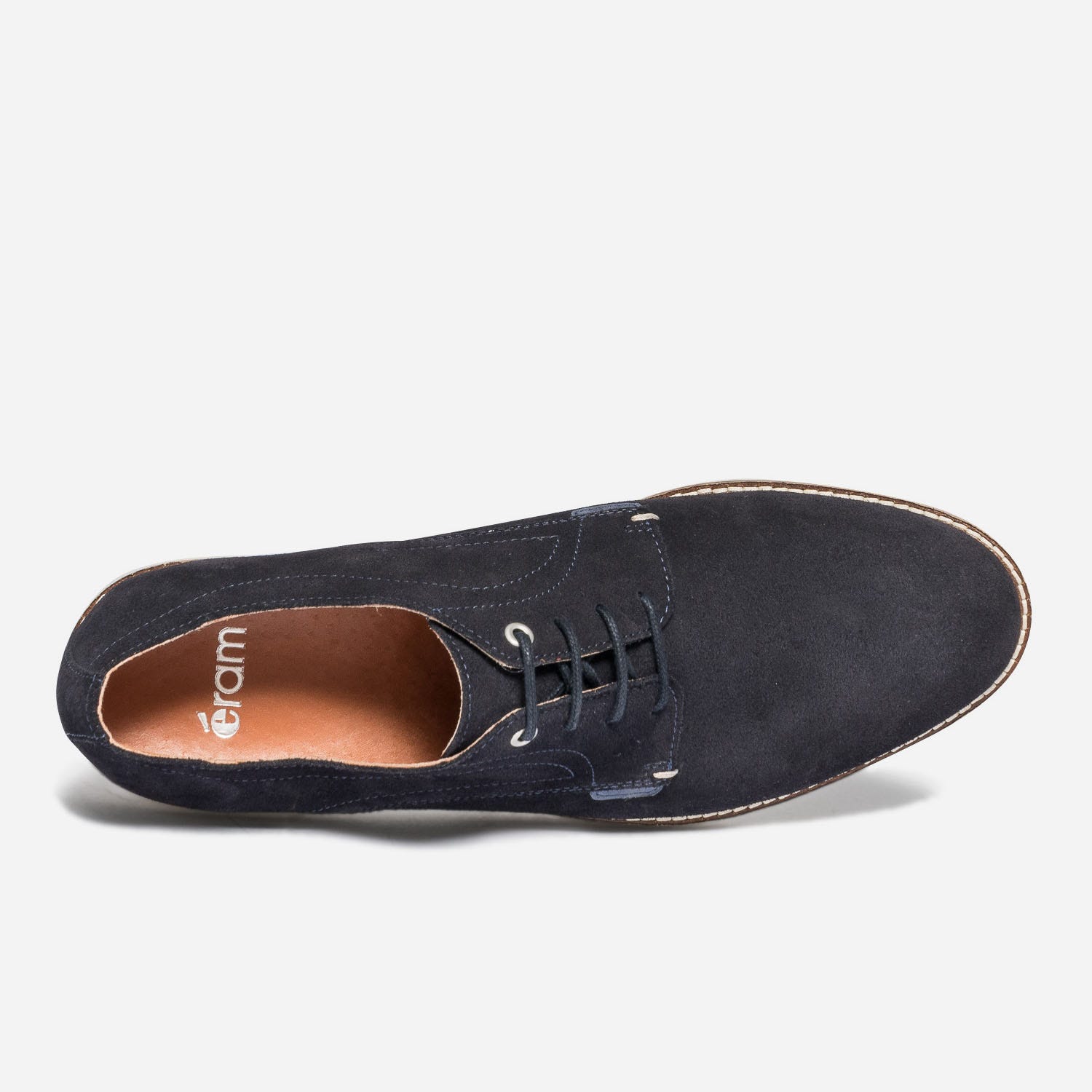 Derby confort bleu marine en cuir velours