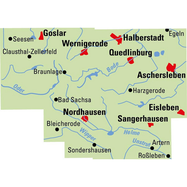 ADFC-REGIONALKARTE TRAUMHAFTE E-BIKE-TOUREN IM HARZ - Fahrradkarte