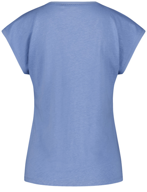 Kurzarmshirt mit Chiffonblende