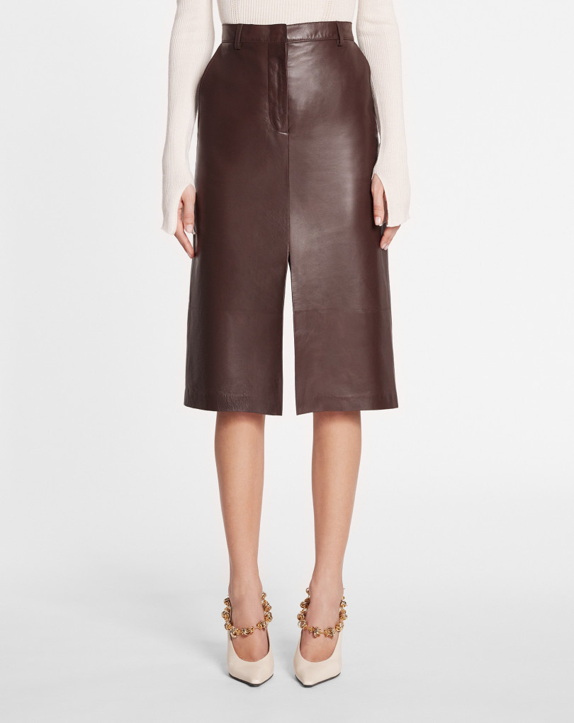 JUPE DROITE MI-LONGUE EN CUIR