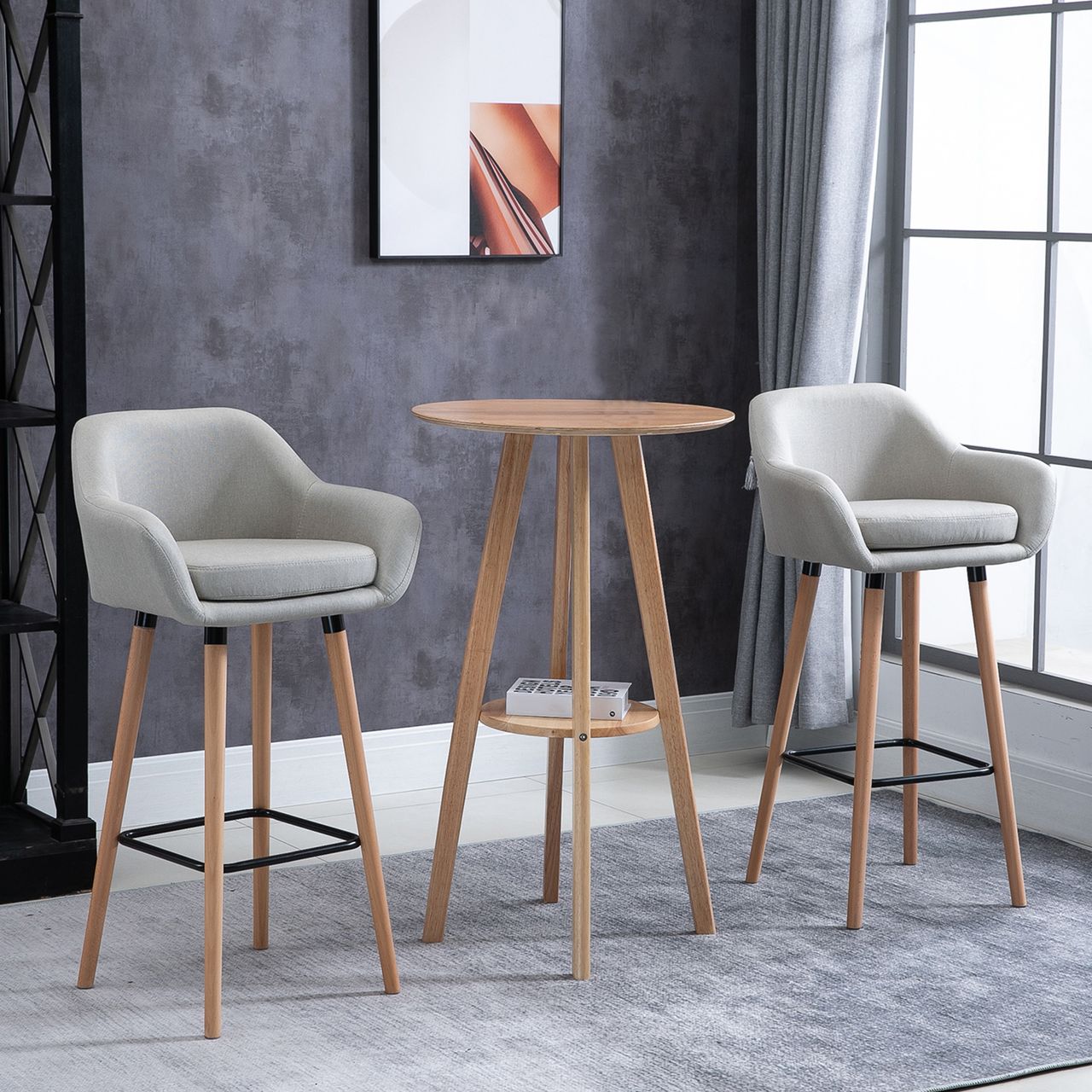 HOMCOM 2er-Set Barhocker, Barstuhl, Bistrohocker, Küchenhocker mit Sitzkissen