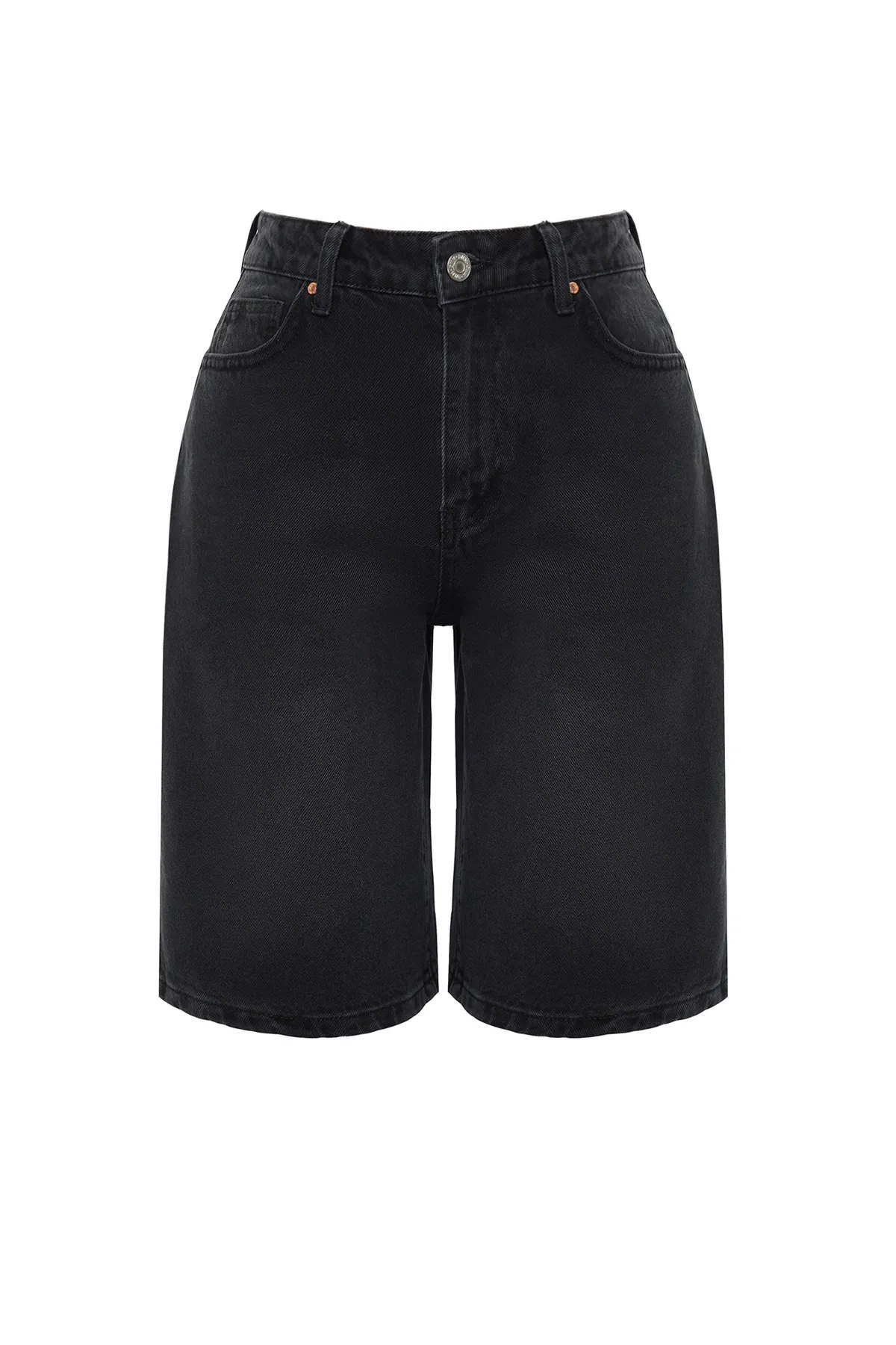 Trendyol Collection  Schwarze Jeansshorts mit hoher Taille und Bermuda TWOSS24SR00007