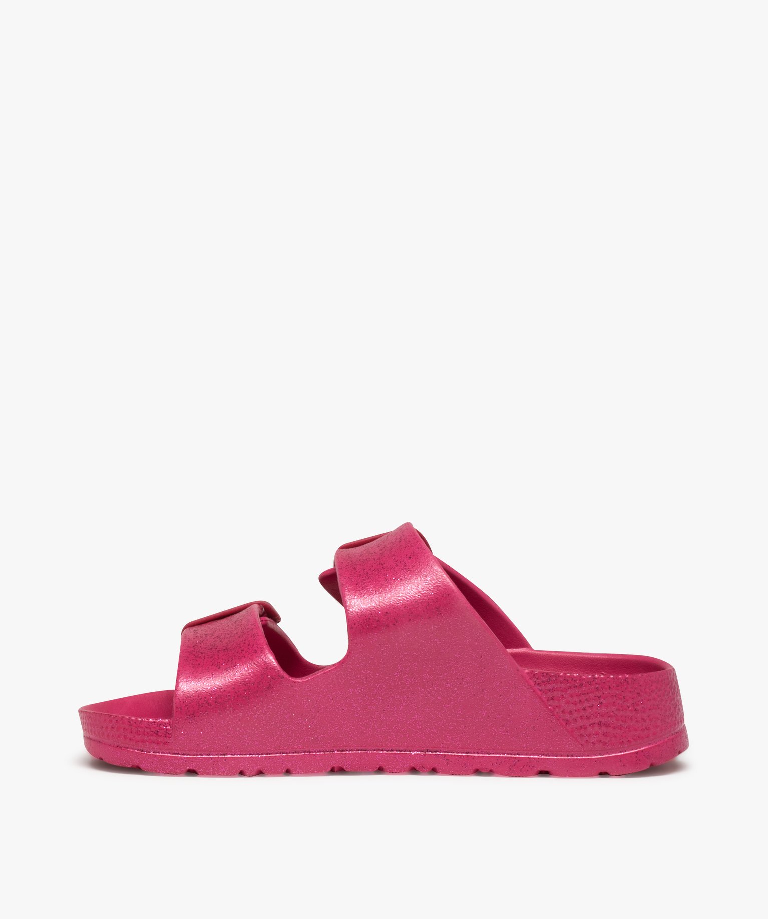 Mules de piscine fille pailletées à brides ajustables fuchsia | GEMO