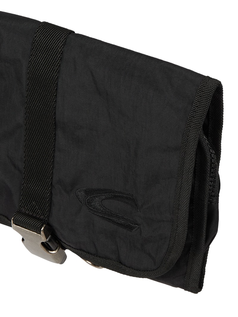 Kulturtasche mit Logo-Stickerei in schwarz