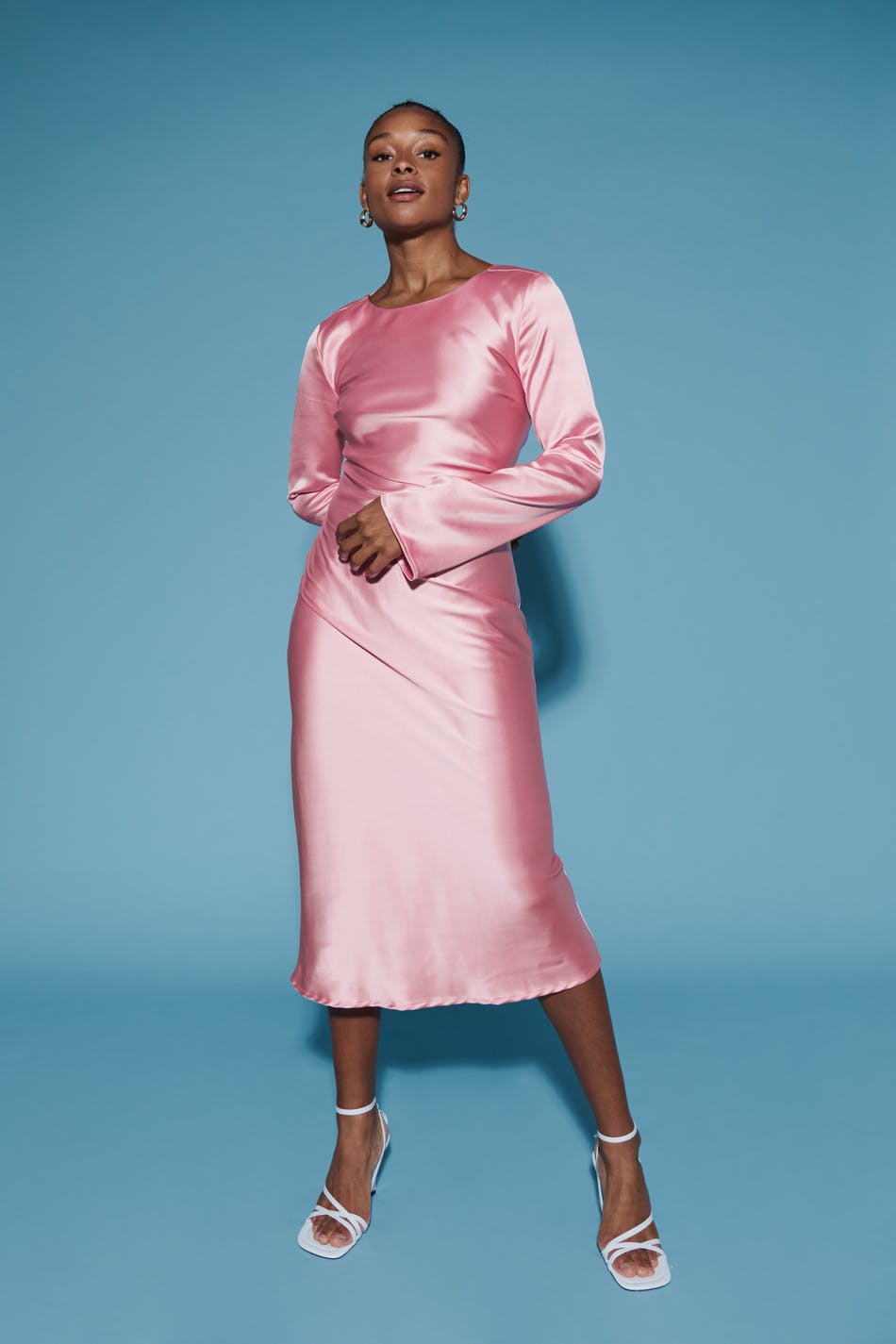 Longsleeve midi satin dress