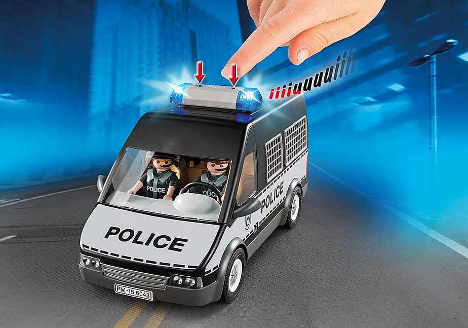 Polizei-Mannschaftswagen mit Licht und Sound
