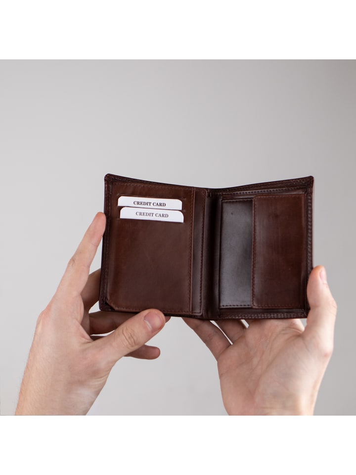 SID & VAIN Leder-Geldbörse echt Leder Geldbeutel handgefertigt Portemonnaie in braun günstig kaufen onesize