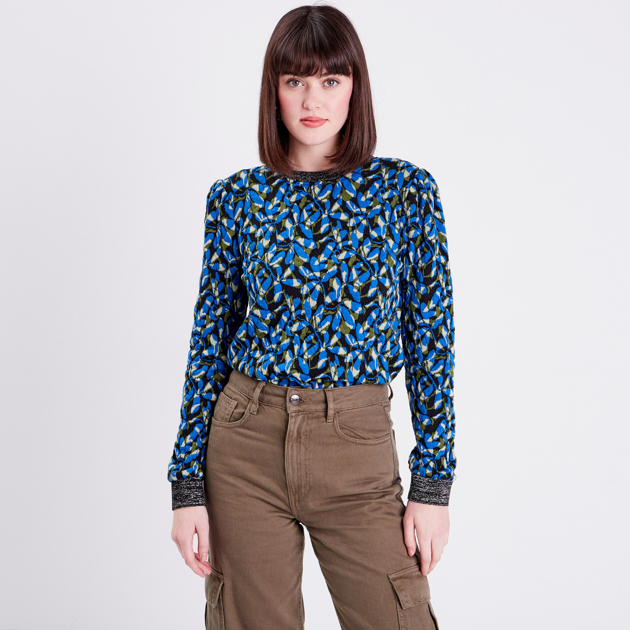 Sweat manches longues vert kaki femme | Cache Cache