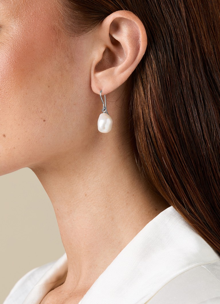 Diamond Point White gold earrings baroque pearl Riviera