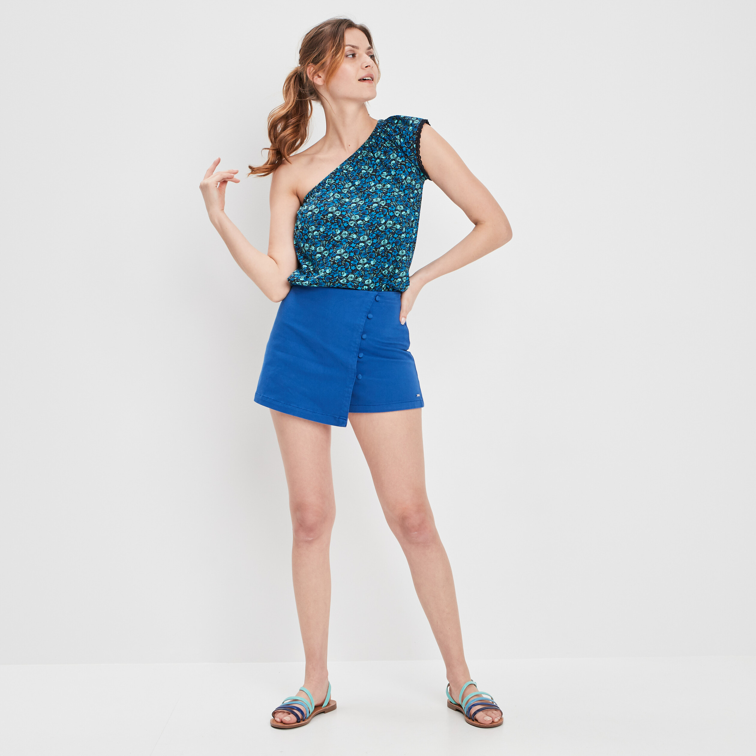 Jupe-short droite bleu roi femme | La Halle