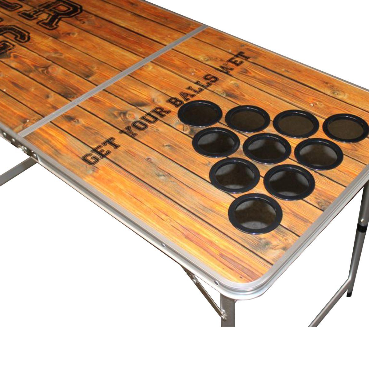 PerfectVibe Klapptisch PerfectVibe Holzoptik Bier-Pong-Tisch mit Löchern Cupholder (1-St)