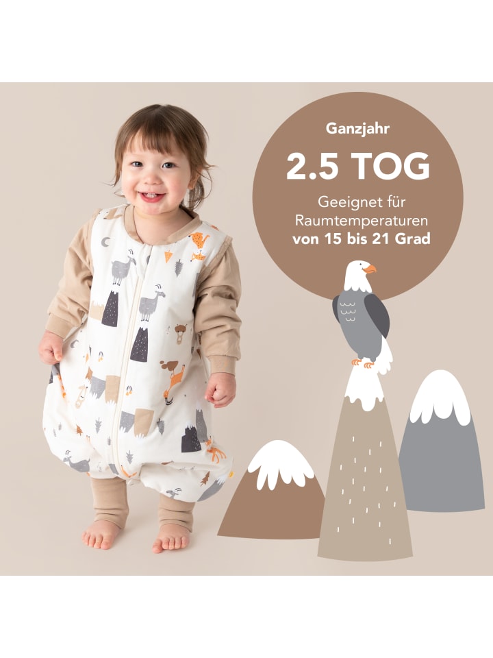 Schlummersack Schlafsack mit Füßen und umklappbaren Bündchen, 2.5 TOG in Orange günstig kaufen