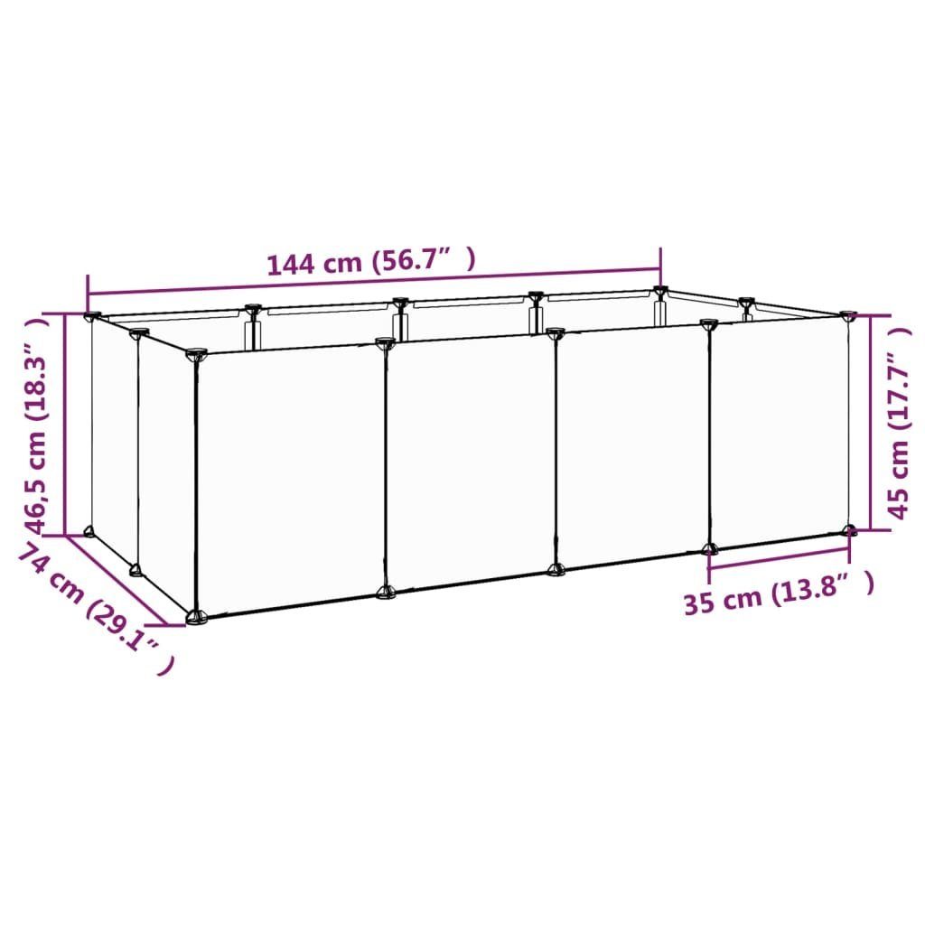 vidaXL Kleintierkäfig Kleintierkäfig Schwarz 144x74x46,5 cm PP und Stahl Hasen Kaninchen Ham