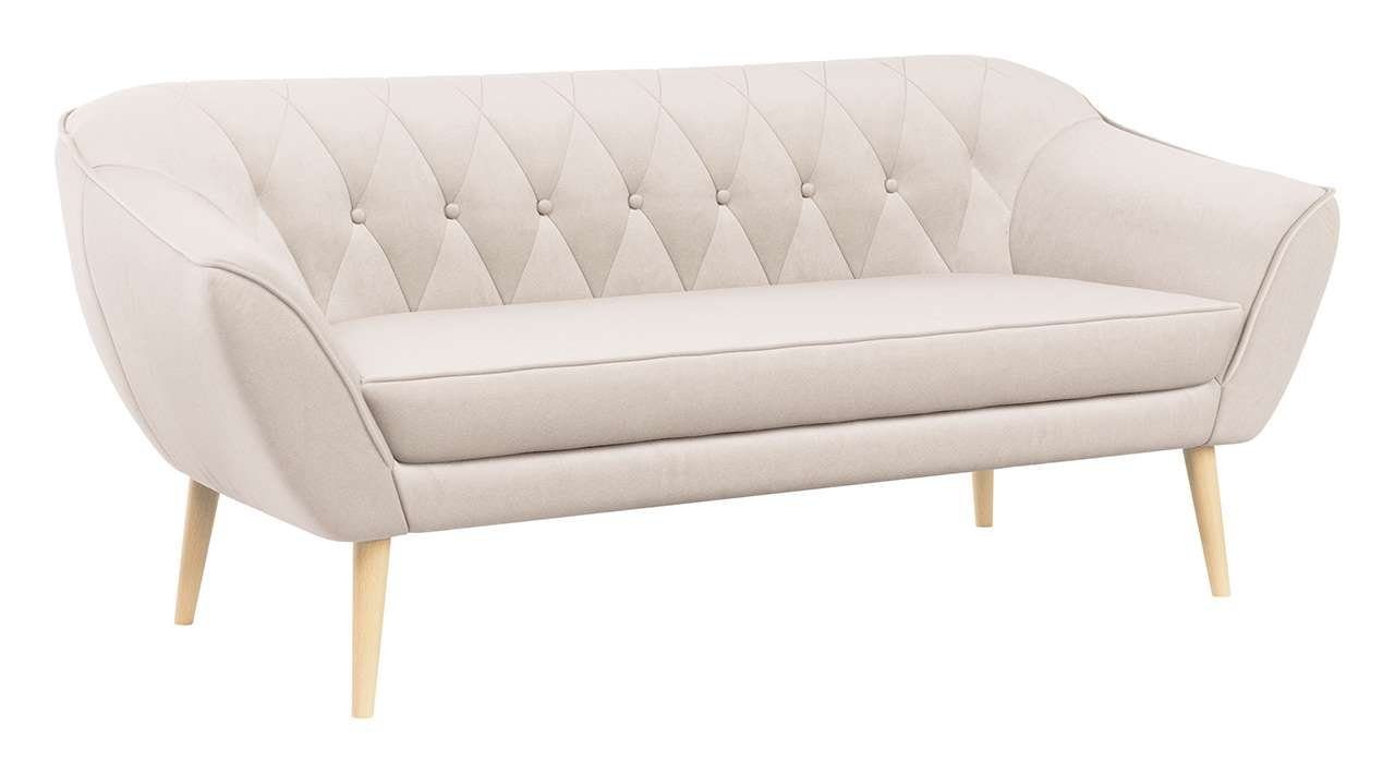 MKS MÖBEL Sofa PIRS-3 Sitzer, Skandinavischer Stil, Gesteppte Polsterung, Holzbeine