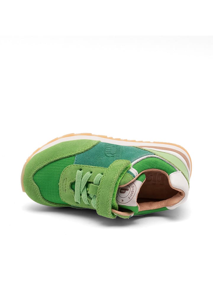 bisgaard Leder-Sneakers in Grün/ Weiß günstig kaufen