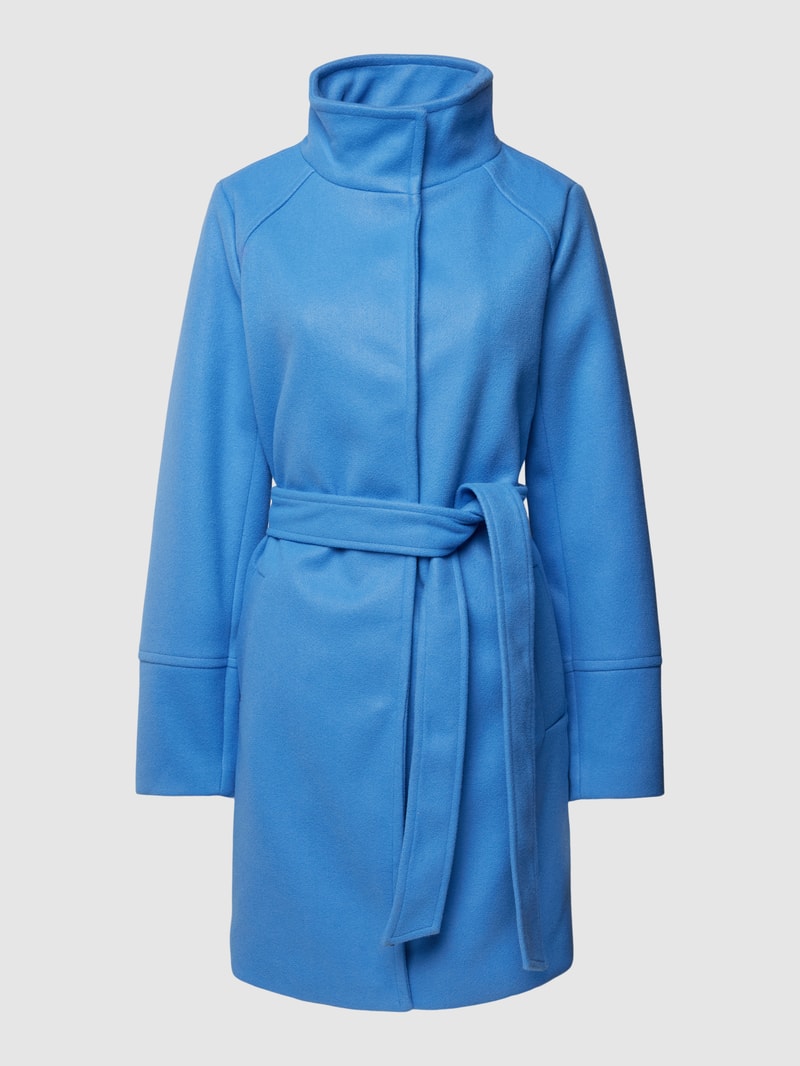 Kurzmantel mit Bindegürtel Modell 'Cilia' in bleu