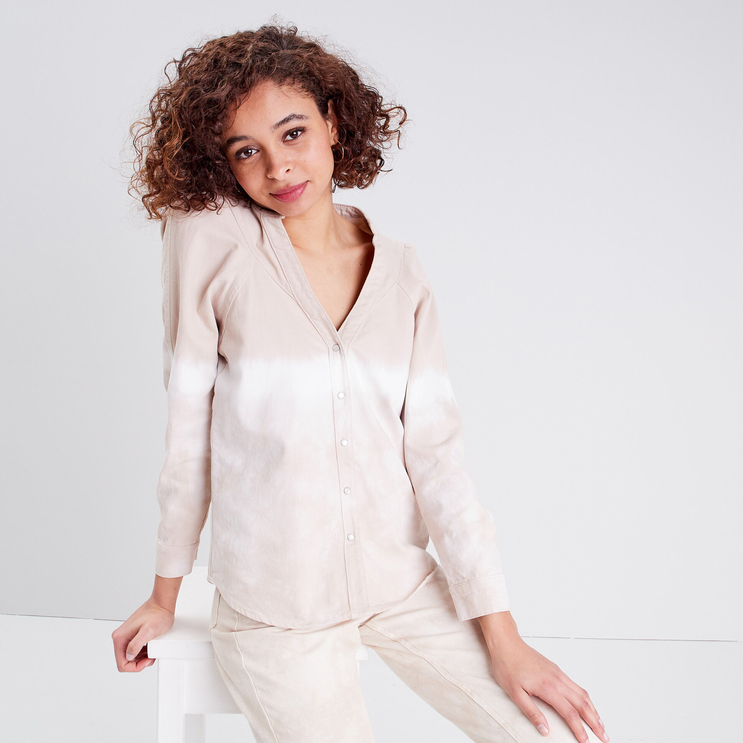 Chemise manches longues beige femme | Cache Cache