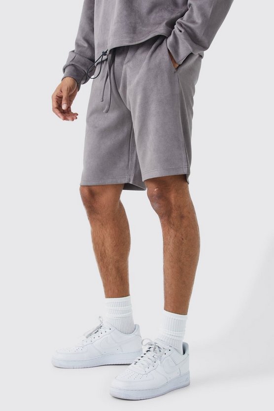 Lockere mittellange Shorts aus Wildlederimitat