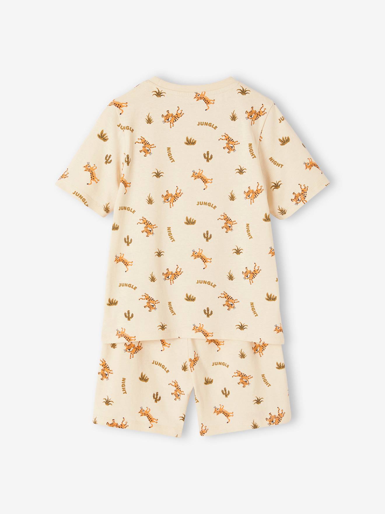 Vertbaudet 2er-Pack kurze Jungen Schlafanzüge mit Tigern Oeko-Tex - khaki