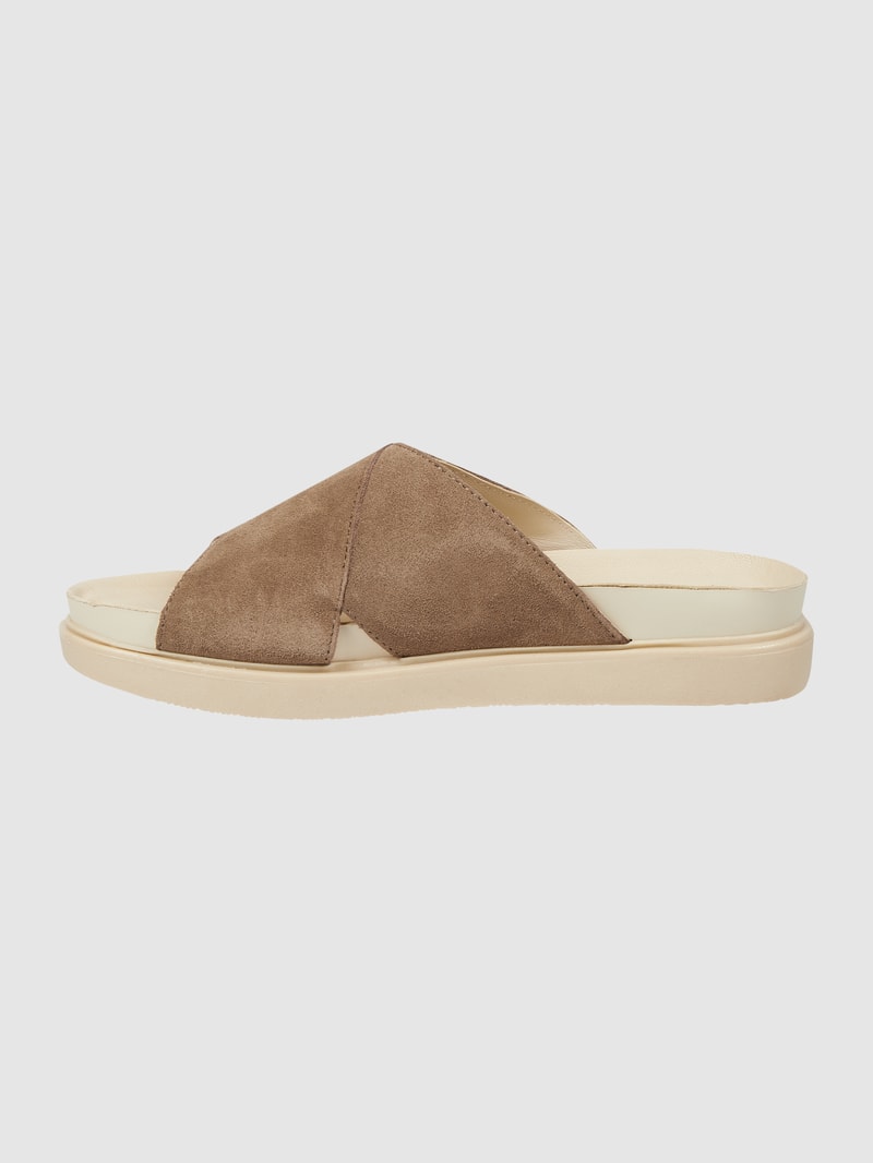 Pantolette aus Leder Modell 'Erin' in olivgrün
