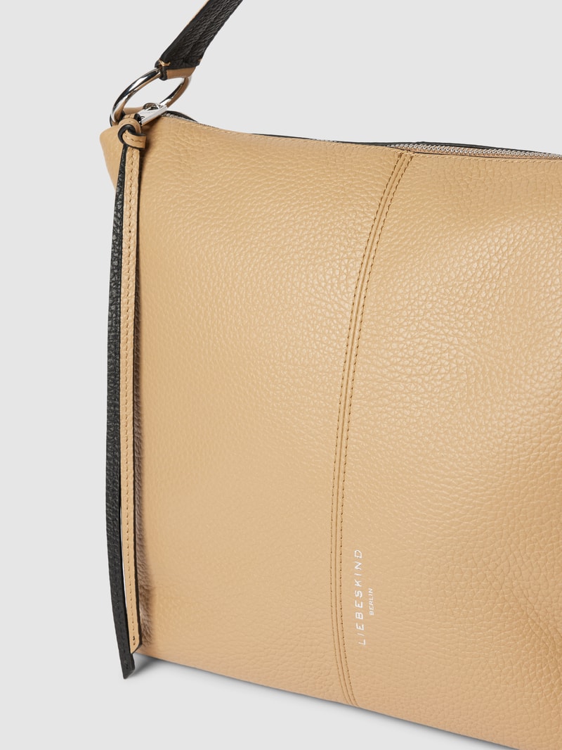 Hobo Bag mit Label-Detail Modell 'AISSA' in sand