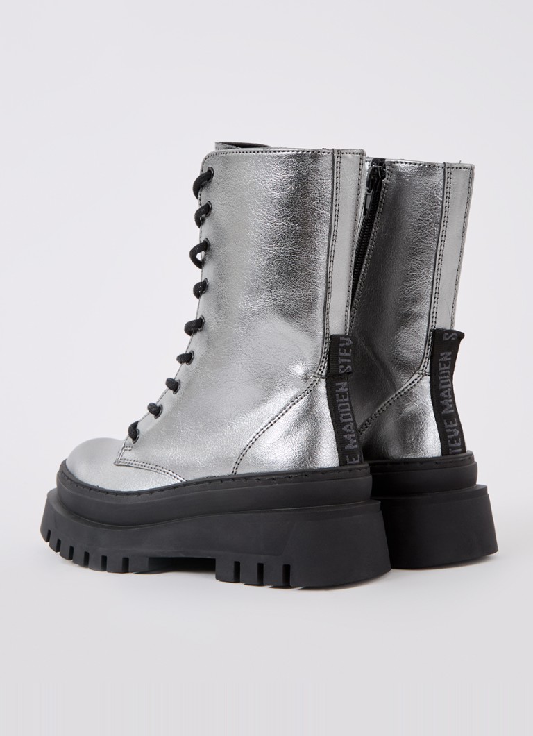 Ghete Steve Madden Jcoast cu șireturi și finisaj metalic