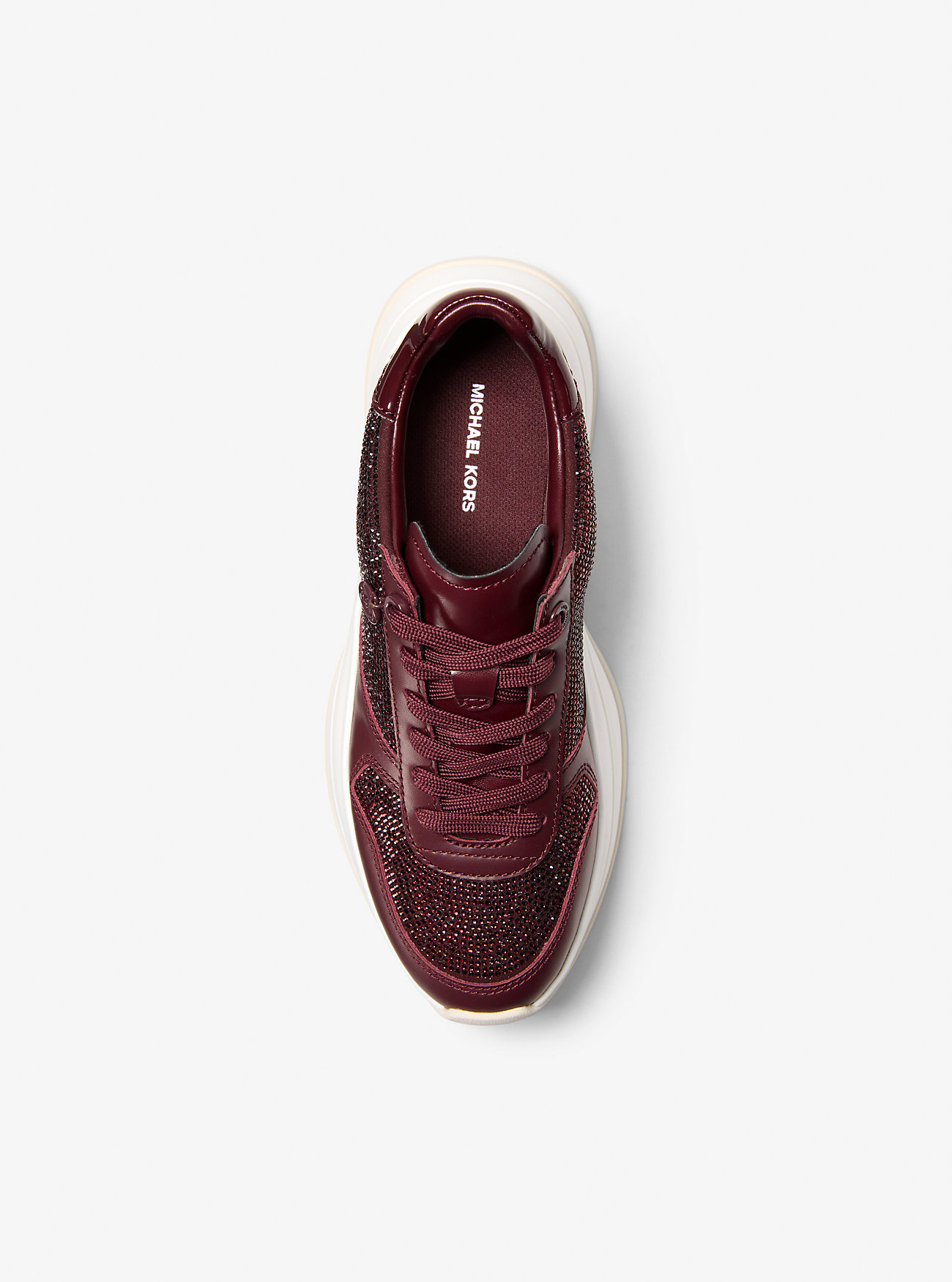 Arla Metallic Leather Trainer - OXBLOOD