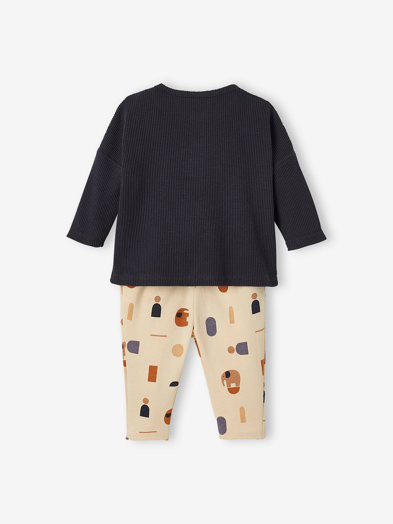 Vertbaudet Baby-Set: Shirt & Sweathose Oeko-Tex - khaki