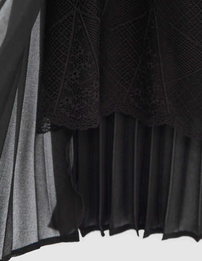 Jupe longue noire plissée recyclée effet 2-en-1 Femme