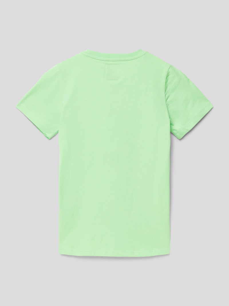 T-Shirt mit Label-Patch in neon grün