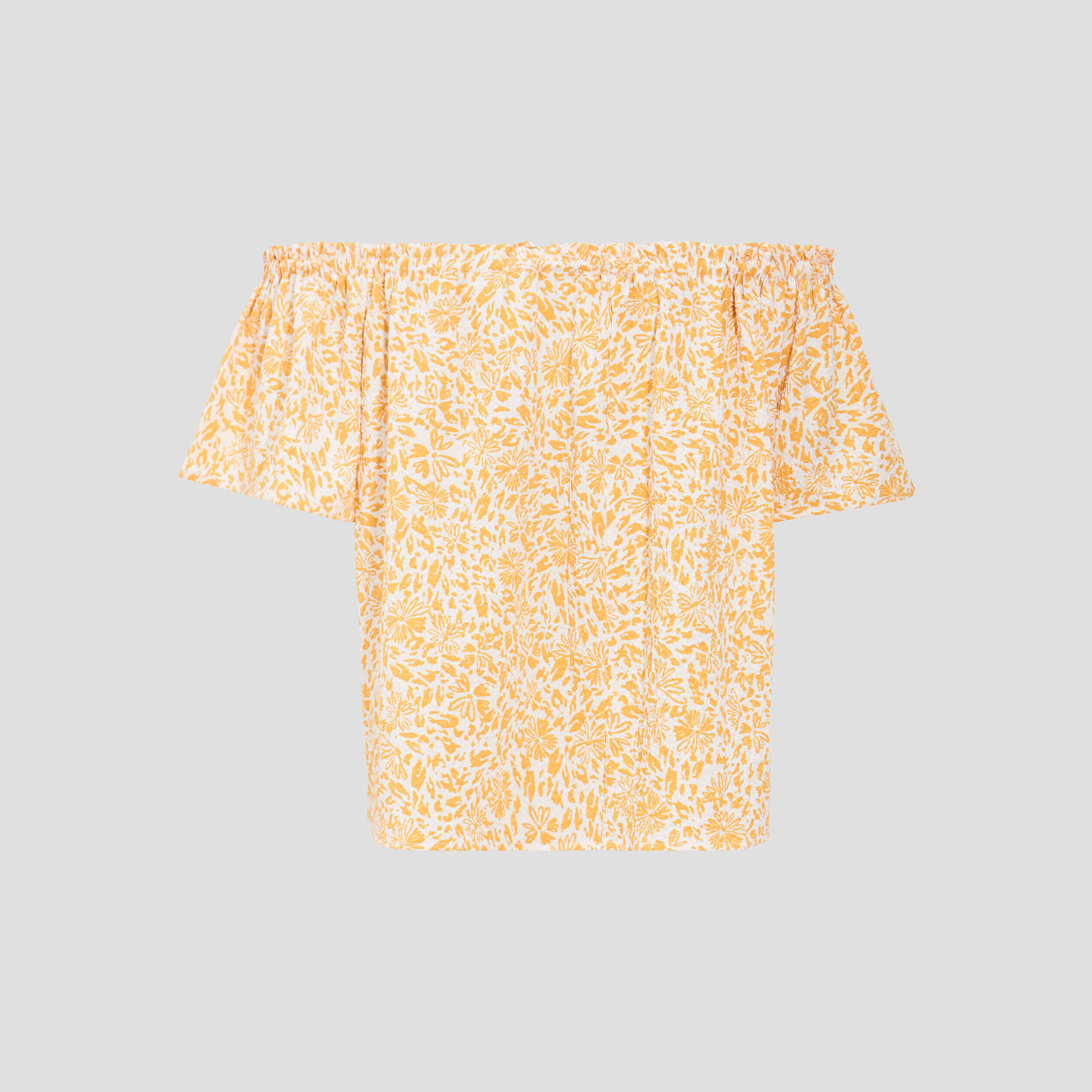 Blouse manches courtes jaune moutarde femme | Cache Cache