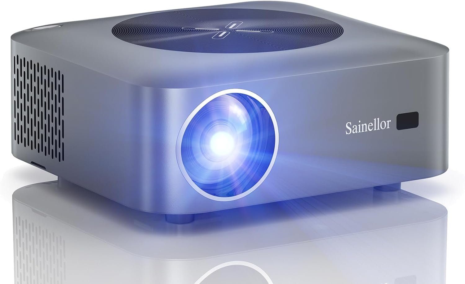 sainyer 4K mit Android 12.0 OS 4GB RAM 32GB ROM, [Digital Focus] Portabler Projektor (500 lm, 20000:1, 3840 x 2160 px, mit WiFi-6,Bluetooth 5.0 4K 8K-Unterstützung,Outdoor ZOOM 300)