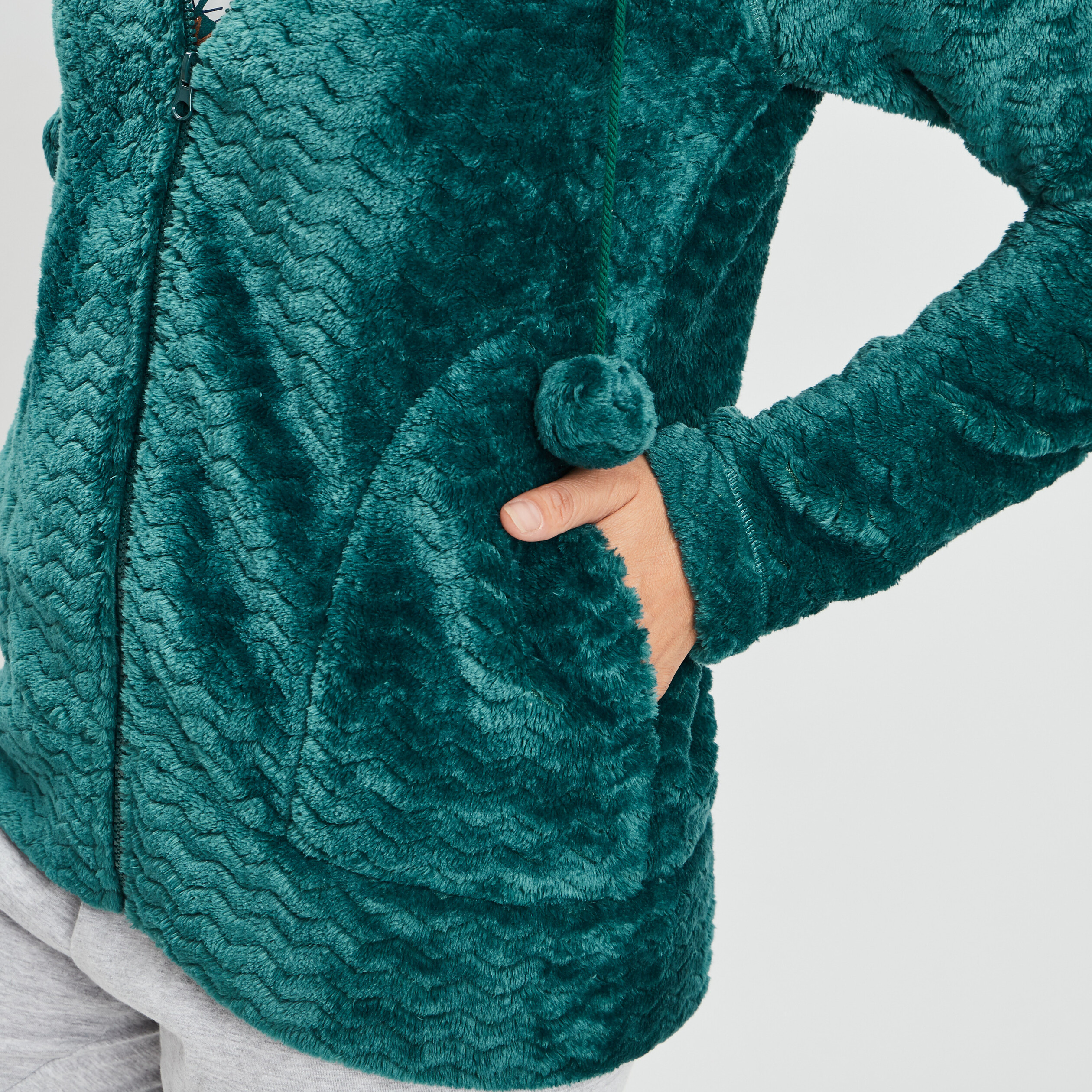 Veste de pyjama plaid à capuche vert foncé femme | La Halle