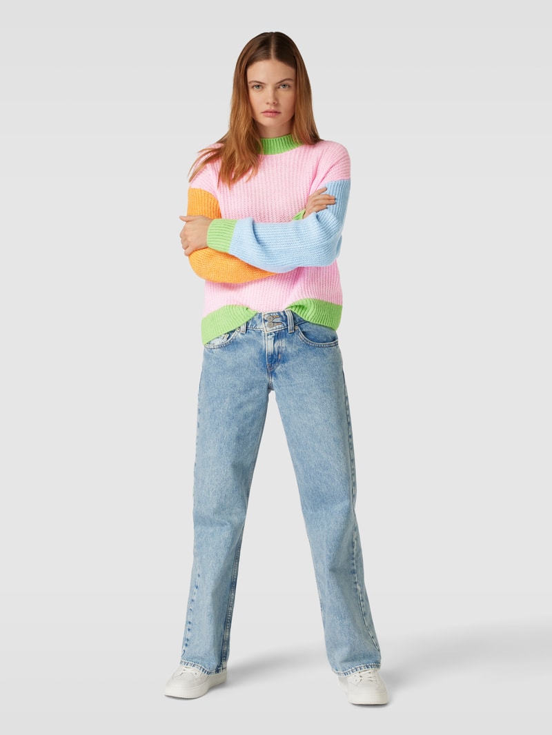 Strickpullover im Colour-Blocking-Design Modell 'MANNA' in rosa