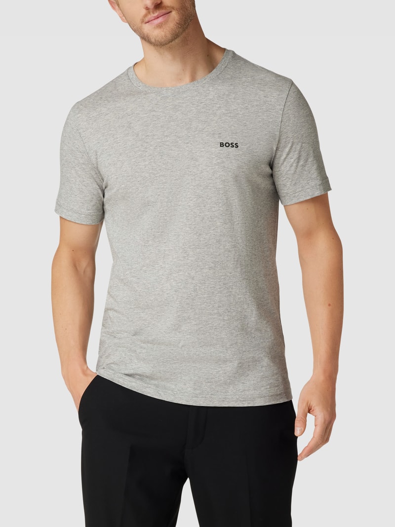 T-Shirt mit Label-Print Modell 'Tee' in hellgrau