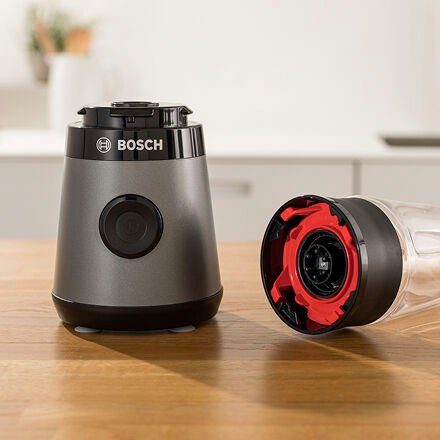 BOSCH Standmixer MMB2111S Mini VitaPower Serie 2, 450 W, 40.000 rpm, Tritan Flasche 0,6L, Trinkdeckel, auslauf- und bruchsicher