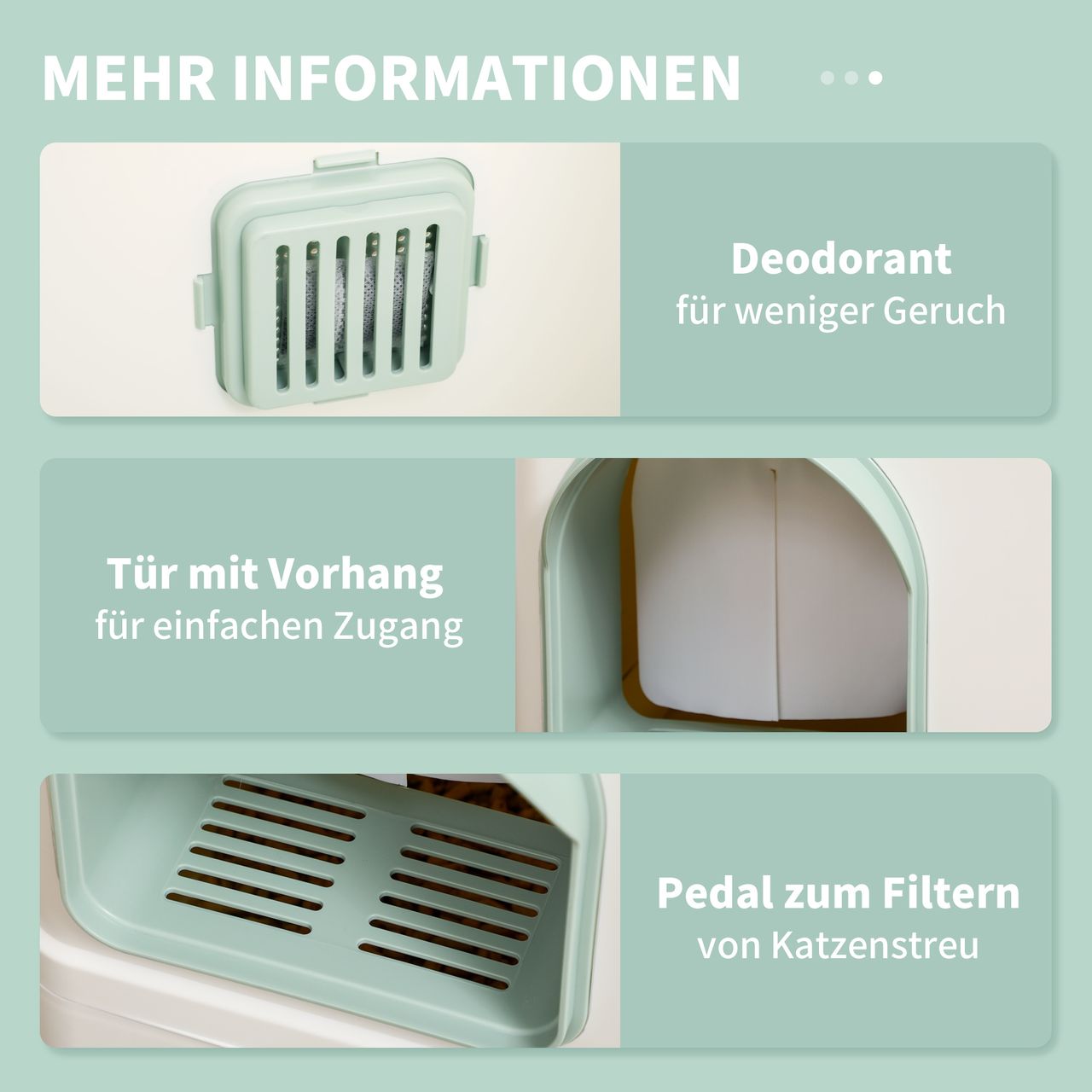 PawHut Katzenklo, Katzentoilette mit Schaufel, Schublade, Deodorant für Katzen