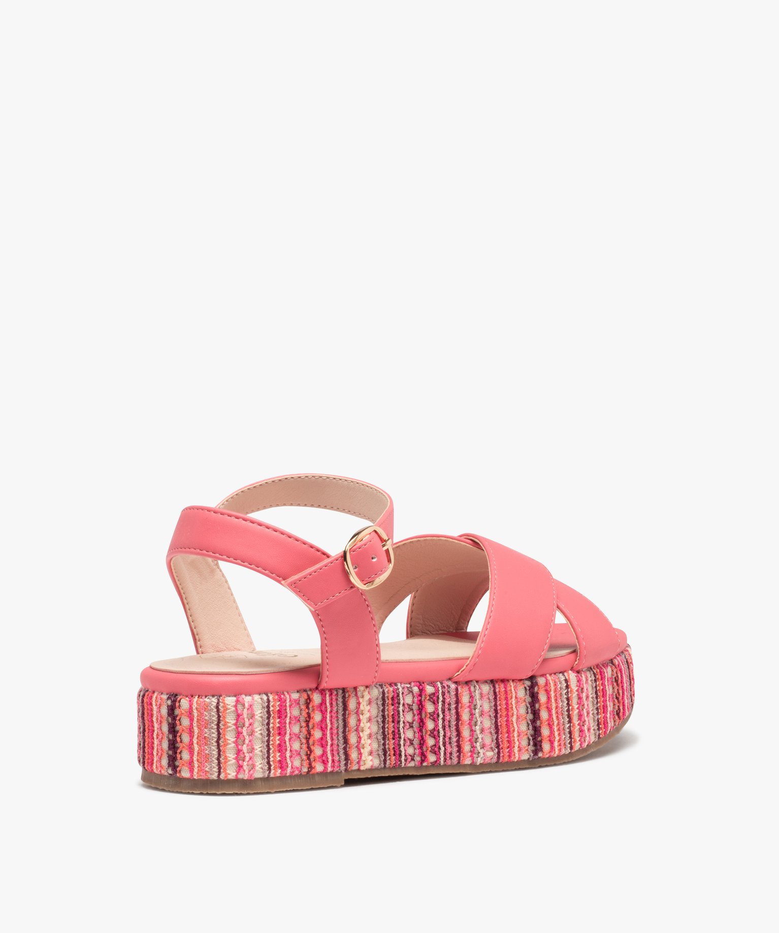 Sandales femme plateforme en corde dessus toile rose | GEMO