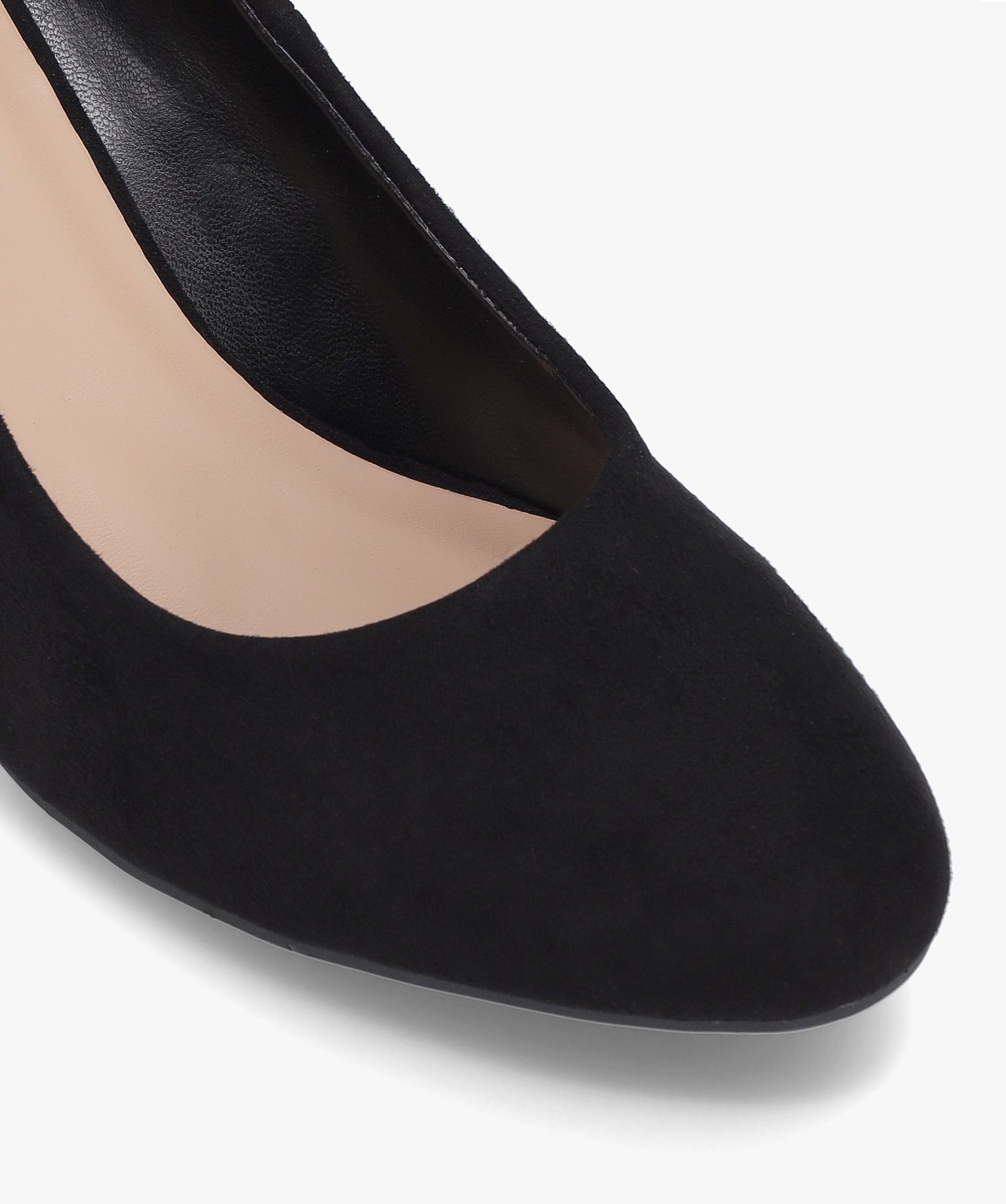 Escarpins femme à petit talon dessus en suédine unie noir | GEMO