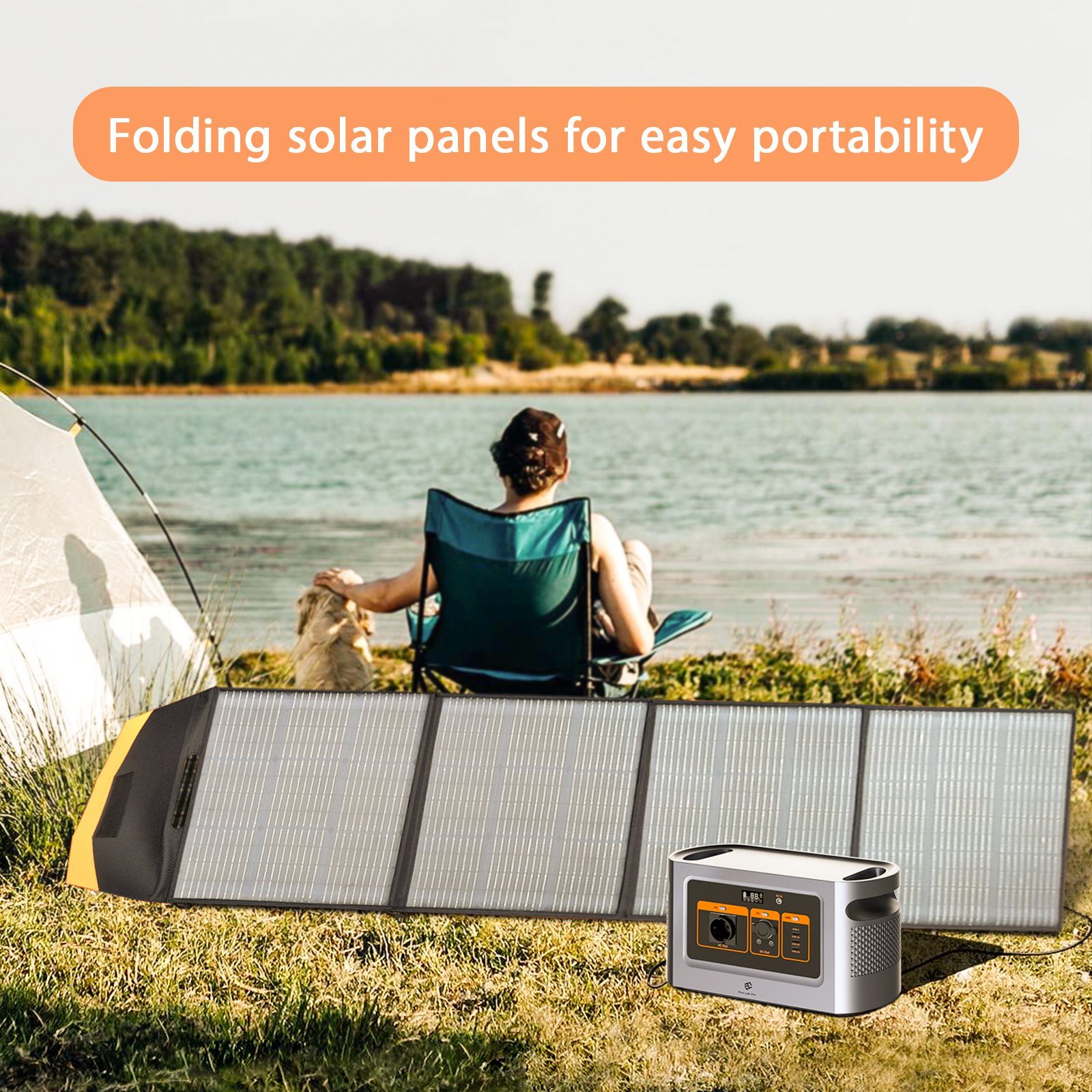 Fine Life Pro Stromerzeuger 200W faltbares Solarpanel mit 3 Anschlüssen - USB Typ C, 200,00 in kW, (2-tlg), USB 2.0, USB 3.0 - für Outdoor Camping und Wohnmobil