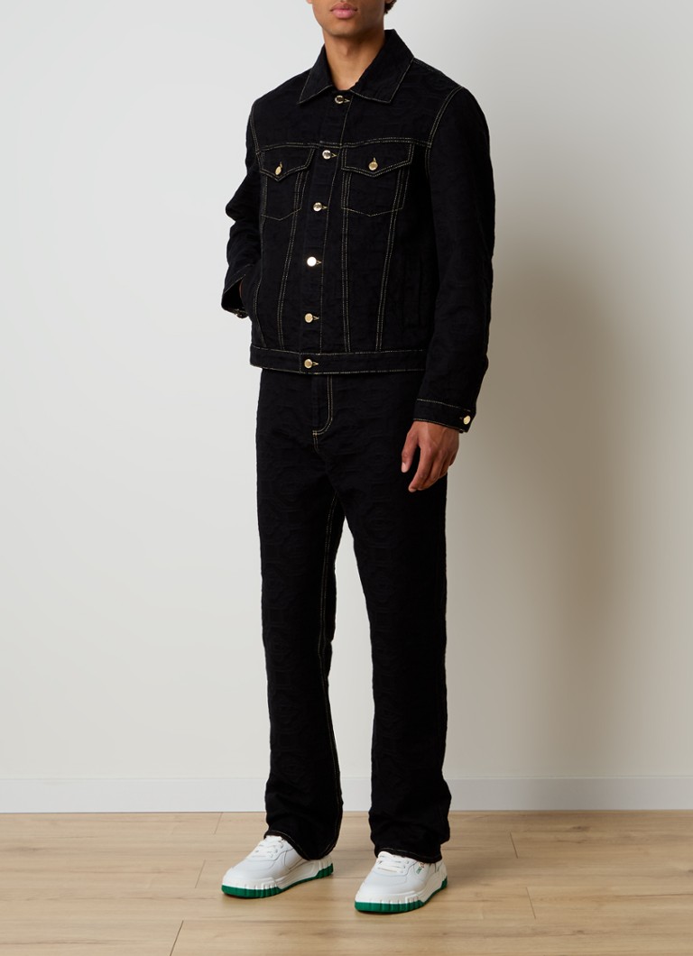 Jachetă din denim Casablanca cu imprimeu jacquard și buzunare la piept.