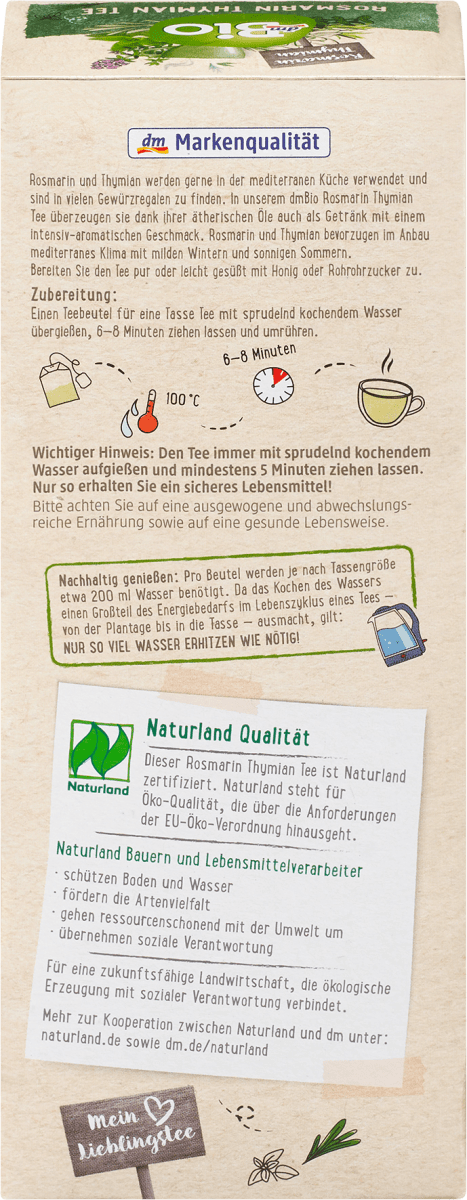 Kräutertee Rosmarin, Thymian (20 Beutel), 30 g