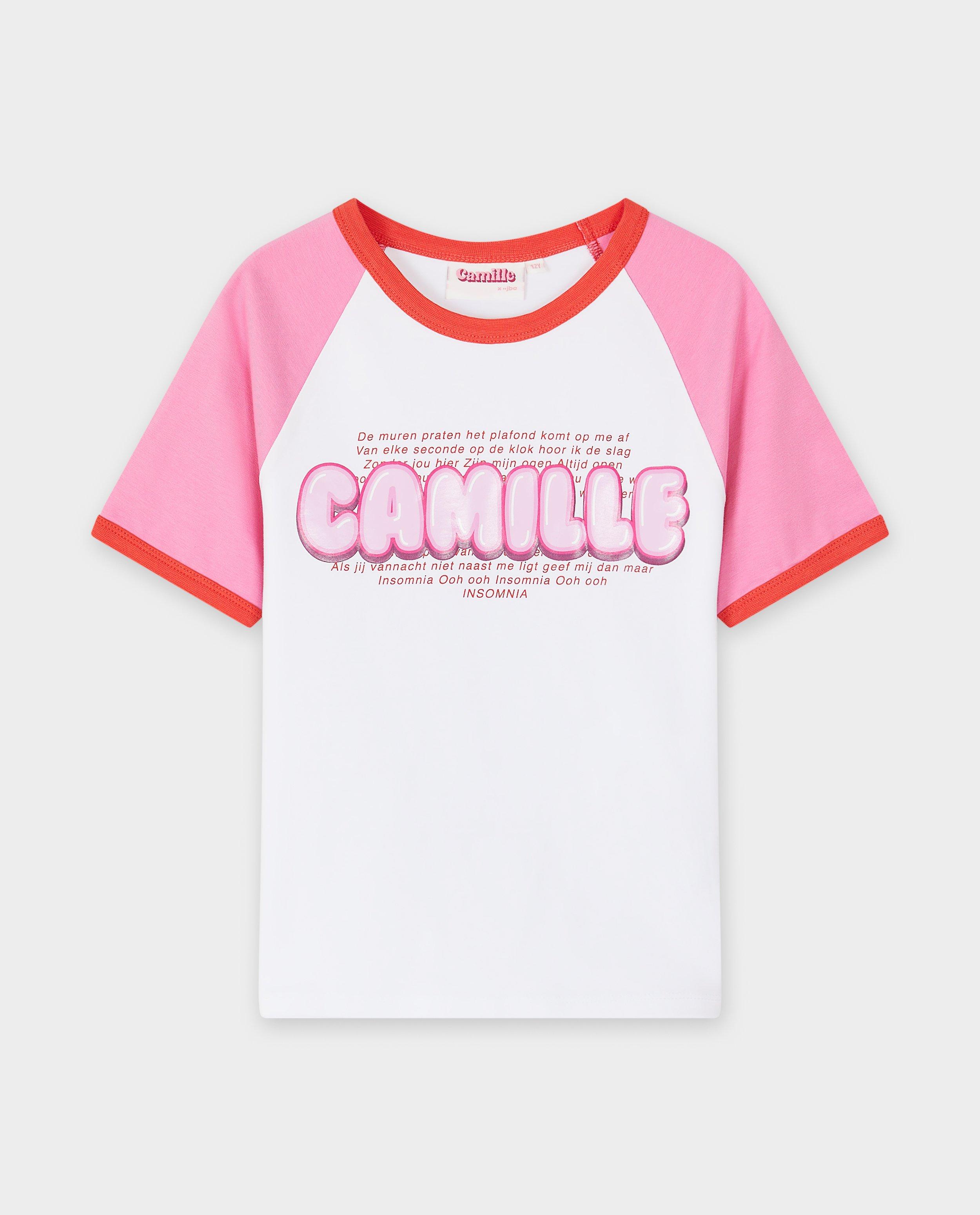 Tricou CAMILLE cu inscripție, mulat, 6-14 ani, alb