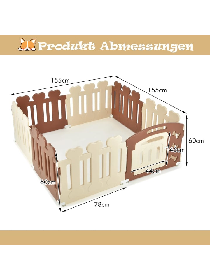 COSTWAY Laufstall für Hunde 8 Panel in Beige günstig kaufen 60 cm