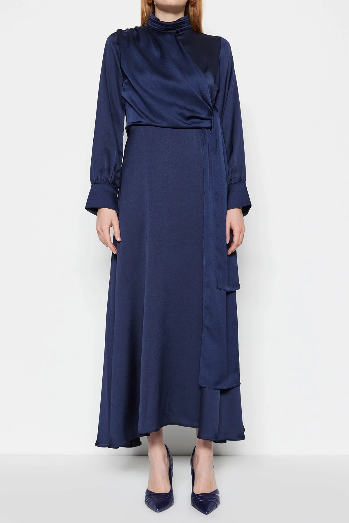 Trendyol Modest  Marineblaues gerades Hijab-Abendkleid TCTSS23DB00020