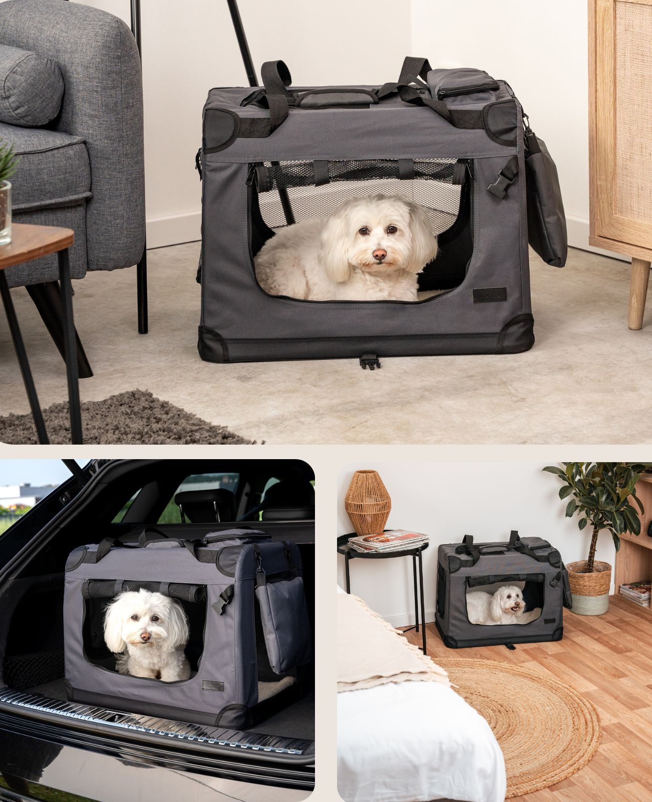 Lionto Transportboxen & Gitterboxen Lionto Hundetransportbox - faltbar - grau M