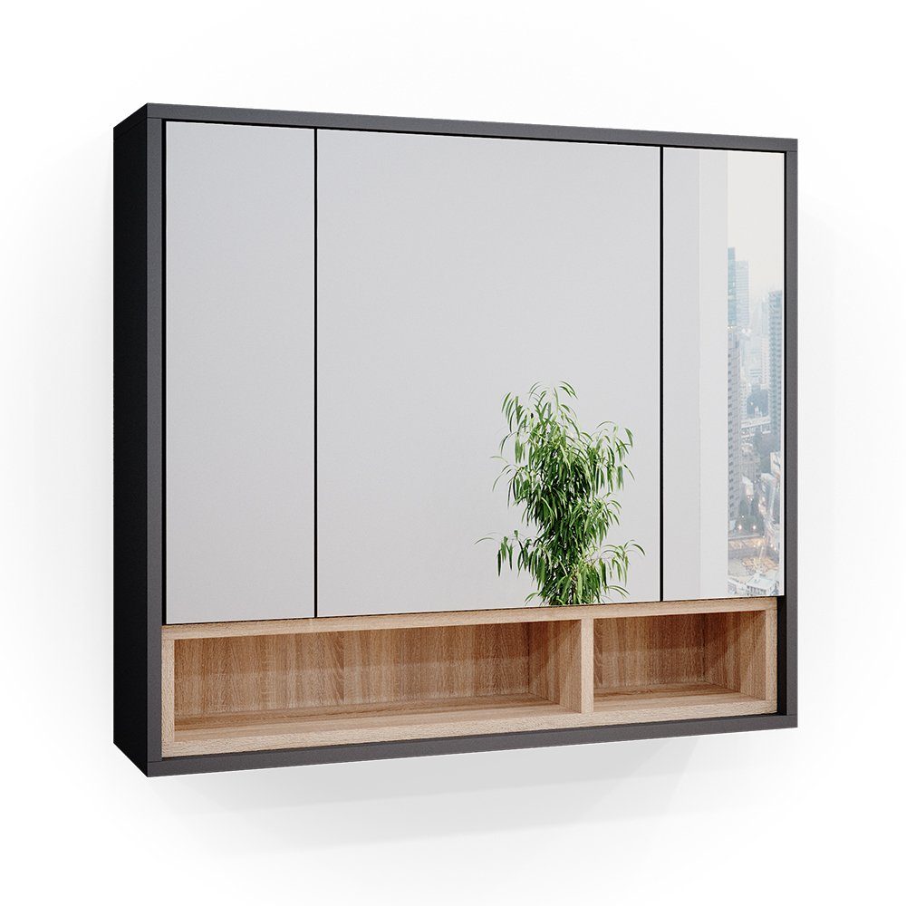 Vicco Spiegelschrank Badschrank Badspiegel BEATRICE 80cm Anthrazit / Sonoma