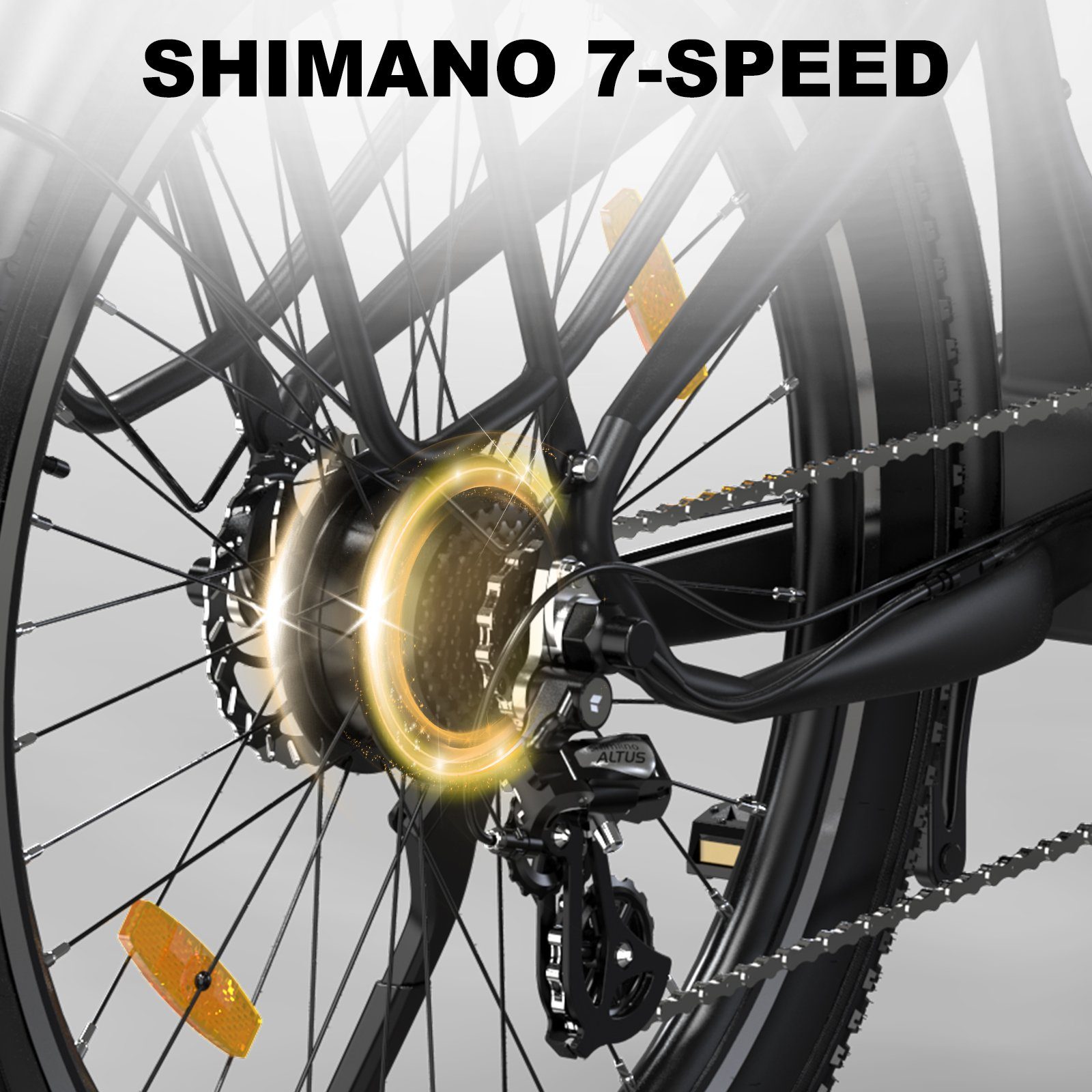 HITWAY E-Bike 26X3.0 Elektrofahrrad, E-Mountainbike 48V 18 Ah MTB max. 55–80 km, 7 Gang Shimano Altus Schaltwerk, Kettenschaltung, Mittelmotor, Ladegerät/ Pumpe/Fahrradschloss/für Damen und Herren 170 - 190 cm